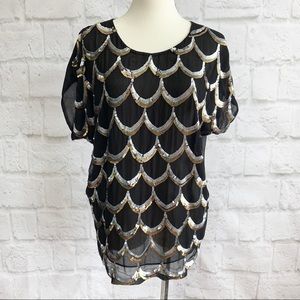 Tbags Los Angeles Sequin Short Sleeve blouse